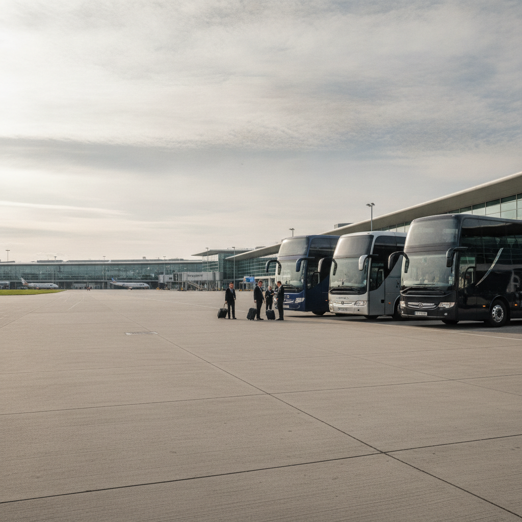 Streamlining Conference Travel: Premium Coaches from Birmingham Airport — executive coach meeting a group at Birmingham Airport