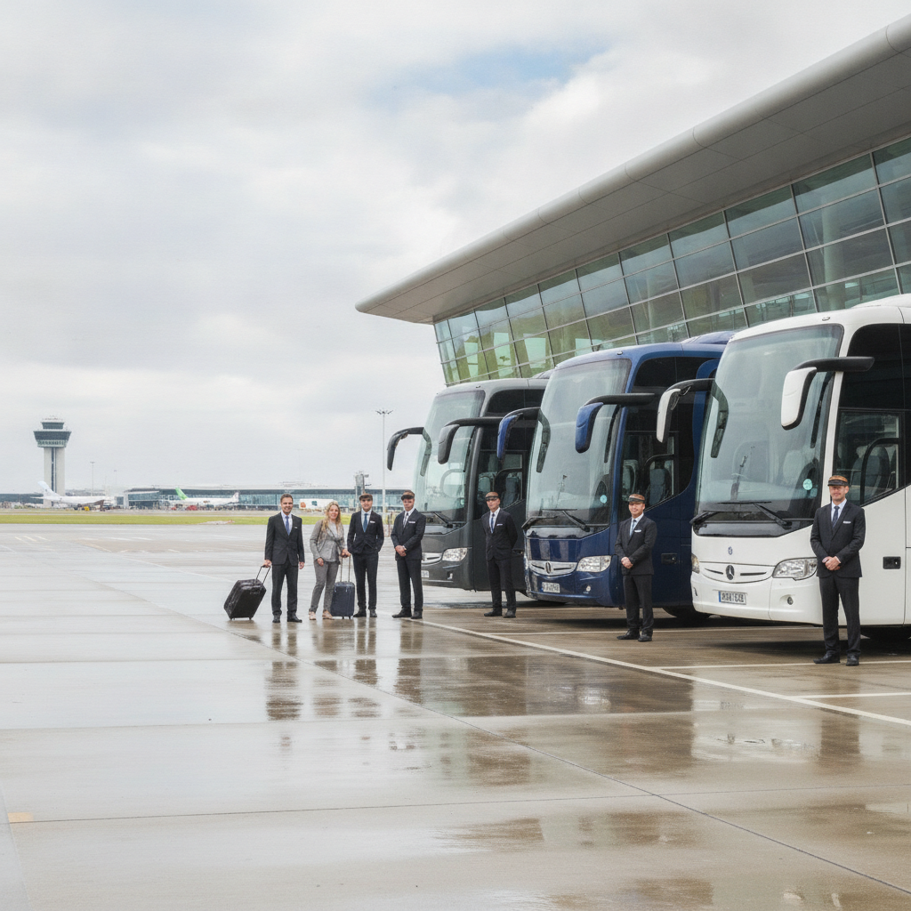 Meet & Greet at Birmingham — executive coach meeting a group at Birmingham Airport