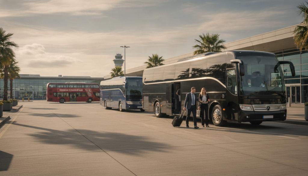 Corporate Event Transport in Birmingham: A Guide for Event Planners — executive coach meeting a group at Birmingham Airport